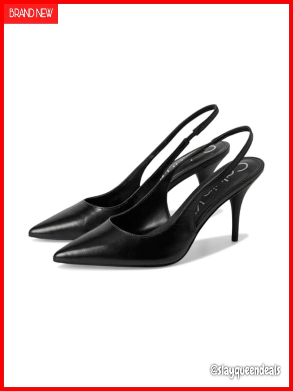 Womens Pointed Toe Slingback Stiletto Heel Leather Dress Pump